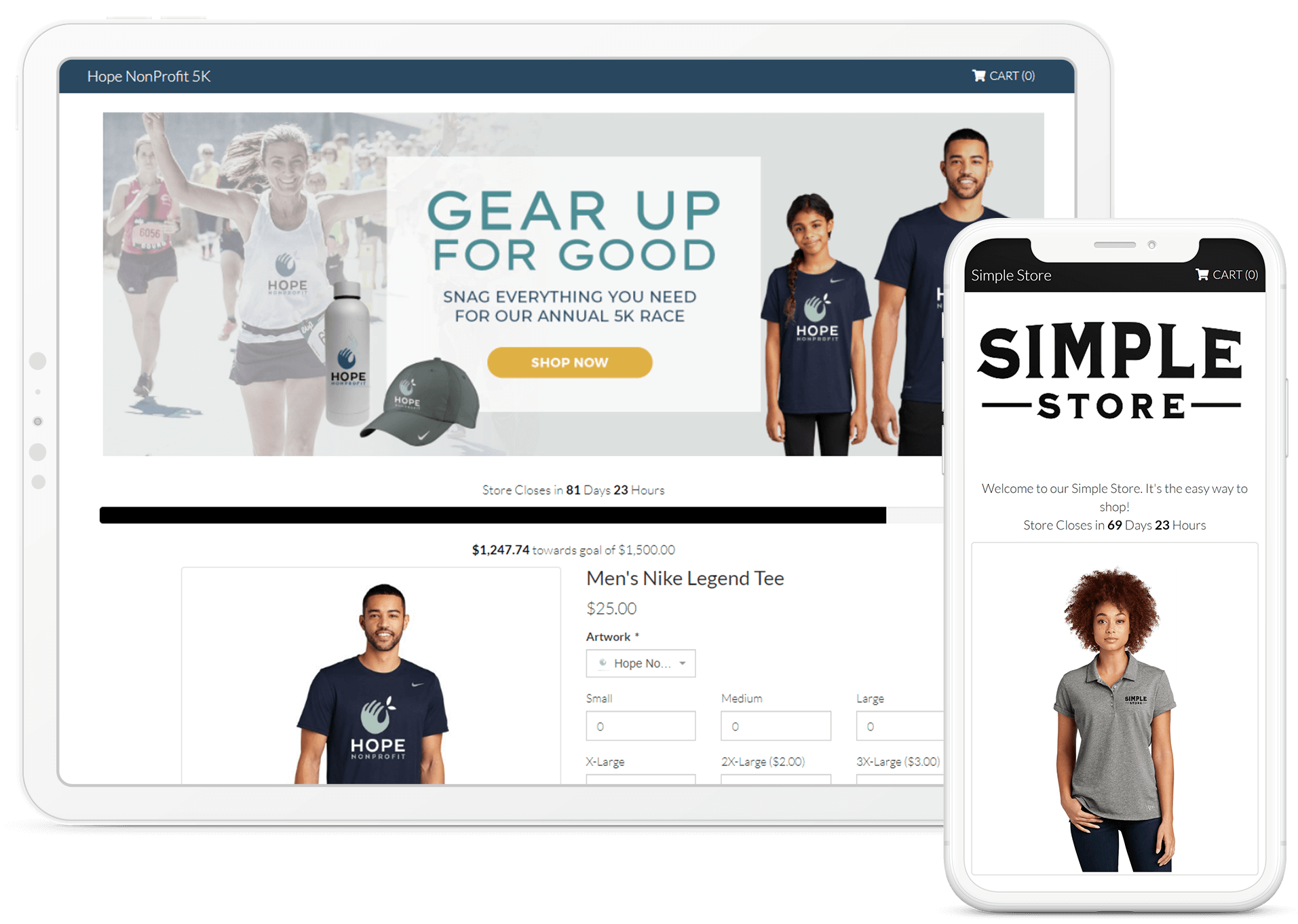 Demo for Simple Store in desktop and mobile view